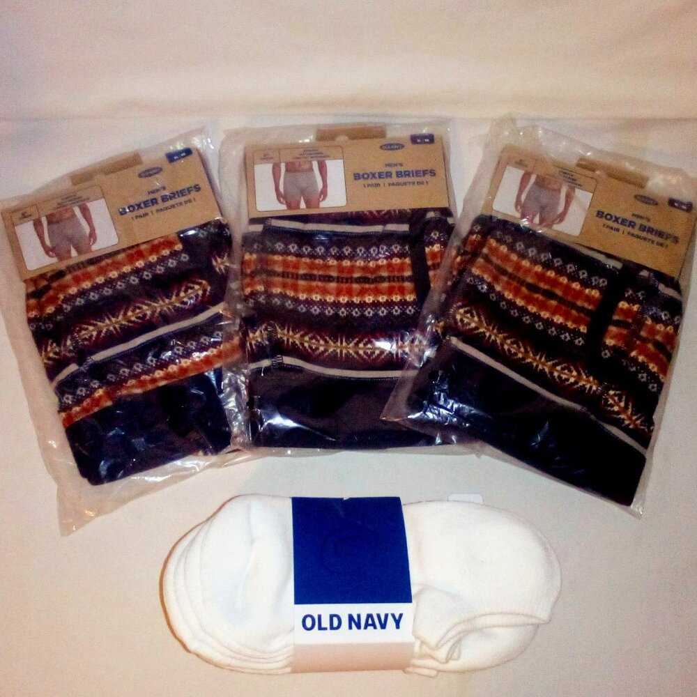 (3) Boxer Brief Underwear and (6) Socks Bundle: 6" Inseam. Ankle Socks. New